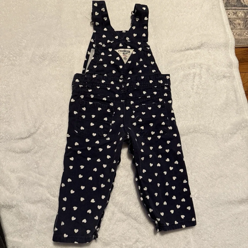 Vintage‎ Oshkosh B'Gosh Vestbak Overalls 12 Months Navy Hearts